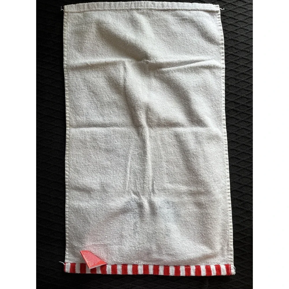 Disney Mickey Mouse White Cotton Hand Towel Set Red Striped Border Jay Franco
